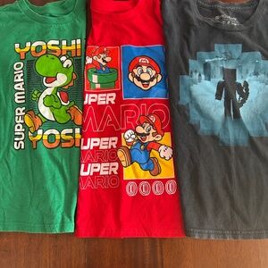 3 kids T-shirts Mario Brothers and Minecraft